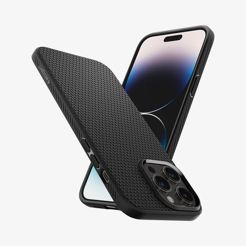 ACS04813 - iPhone 14 Pro Max Case Liquid Air in matte black showing the back